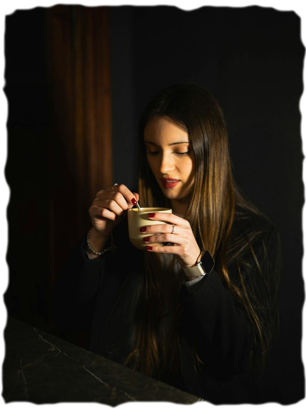 A girl drinking Roobois tea