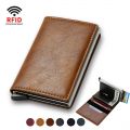 DIENQI Top Quality Wallets Men Money Bag Mini Purse Male Vintage Brown Leather Rfid Card Holder Wallet Small Smart Wallet Pocket
