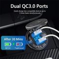 12/24V Aluminium Metal 36W QC3.0 Dual USB Car Motor Charger Socket Waterproof With Voltmeter Switch Fast Quick Charge Adapter