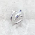 Ring Dolphin With Blue Stones Brand New Trendy Fine Jewelry