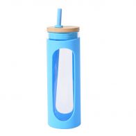 Glass Water Tumble Straw Silicone Bamboo Lids Iced Coffee Cup Bottle Reusable