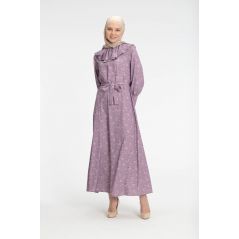 Amra Floral Print Modest Dress Purple