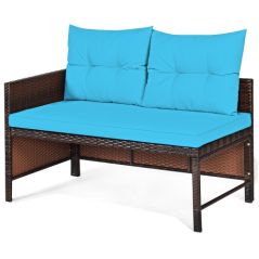 Costway 3PCS Patio Wicker Rattan Sofa Set Outdoor Sectional Conversation Set Turquoise