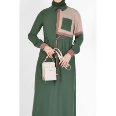 Karima Tie Waist Modest Dress Army Green