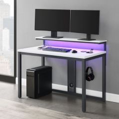 Omega Hybrid 48W Ergonomic Gaming Desk - White
