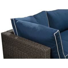 Veranda 3-Piece Patio Sectional - Grey Brown WickerNavy Cushions