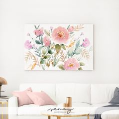 Canvas Print Keira Garden Ready To Hang Artwork Wall Art GalleryStyle Canvas Giclée Beautiful Pink Floral Watercolor Painting Made in Canada