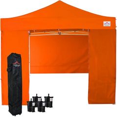 UNIQUECANOPY 10'x10' Ez Pop Up Canopy Tent Commercial Instant Shelter, with 4 Removable Zippered Side Walls and Heavy Duty Roller Bag, 4 Sand Bags Wine Red