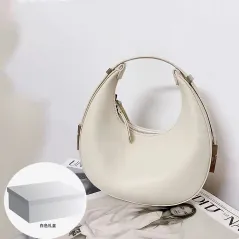 Mini sac à main demi-lune coréen pour femme, sac sous les bras en cuir de vachette à la mode, design de marque, été, 2023