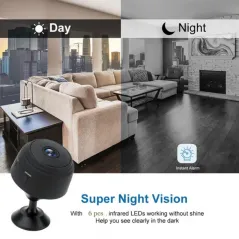 1pc A9 Mini Camera, HD 720P 2.4G Wifi IP Camera, Night Vision, Smart Home Security Wireless Mini Camcorder, Mobile Remote View Video Surveillance Camera, Motion Detection Alarm Push Baby Monitor