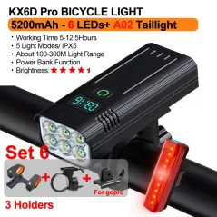 10000mAh Bicycle Light 12LEDs Type-C