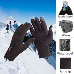 2022 Winter Gloves For Men Waterproof Windproof Cold Gloves Snowboard Motorcycle Riding Driving Warm Touchscreen Zipper Glove