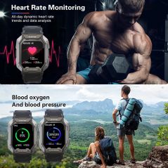 C20 Military Smart Watch Men Carbon Black Ultra Army Outdoor IP68 5ATM Waterproof Heart Rate Blood Oxygen Smartwatch 2022
