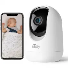 360° wifi security cameraThis indoor security camera supports 350° horizontal and 60° vertical remote rotation via phone App. You can remotely pan or tilt this home camera to check different angles freely. Note: only works with 2.4G wifi. 2K clear video & night visionThis surveilance camera provides 2K/3MP Ultra HD(2304*1296P) high-resolution video. It supports up to 33 feet crisp IR night vision, you can see your sweet home, lovely baby, or pet clearly no matter day or night via the Cloudegde phone App(with 10+ million users) and web.cloudedge360.com web portal on a computer browser. Motion & sound detectionsAlerts will be sent to your app if motion or sound is detected. The sensitivity and motion detection zones can be set to reduce false alarms. It will track moving objects or persons like babies, kids, or pets when motion tracking is enabled, which makes it a perfect baby monitor/dog camera/cat camera.