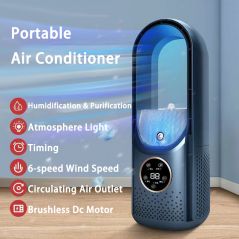 Bladeless Fan Portable Air Conditioner LED Display Desktop Fanless Blade Cooler Cooling Fan Tower Air Cooler for Office Bedroom