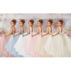 Flower Girls Satin Tulle Princess Pageant Dress for Wedding Kids