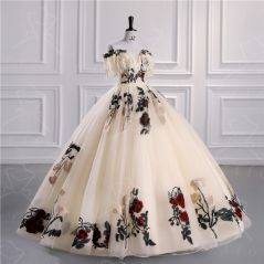 New Champagne Quinceanera Dresses Luxury Lace Party