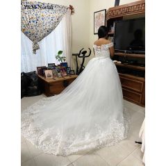 Real Vedio Luxury Lace Applique Plus Size Wedding