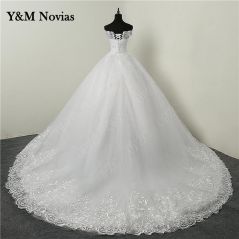 Real Vedio Luxury Lace Applique Plus Size Wedding