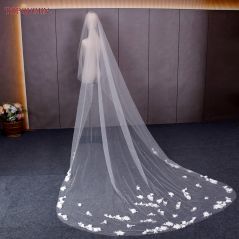 TOPQUEEN V52 3D Flowers Wedding Veil with Pearls