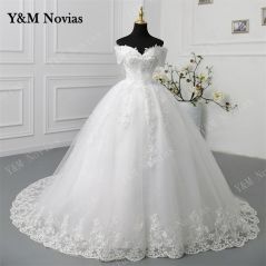 Y&M Novias Off Shoulder Plus Size Bride Dress