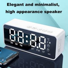 G50 Sans Fil Bluetooth Haut Parleur avec FM Mini Carte Miroir Réveil Audio Stalle Réception K Voix Rapide