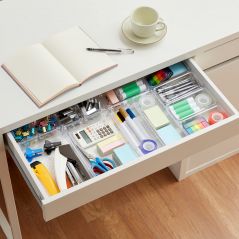 13/25PCs Desk Drawer Organizers Set Plastic Bathroom Storage Makeup Organizer Clear Transparent Storage Box Bins Kitchen Gadget