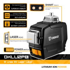 DEKO DKLL12PB1 SET1/2 12 Lines 3D Green Laser Level