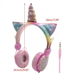 Dolls surprise Cute Unicorn Wired Headphone With Microphone