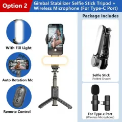 Wireless Foldable Gimbal Stabilizer Selfie Stick