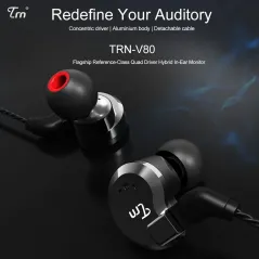 TRN V80 2BA + 2DD hybride métal dans l'oreille écouteur HIFI DJ Monito