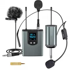 Microphone casque sans fil UHF, micro-cravate Lavalier, transmetteur