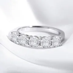 Smyoue White Gold D Color 4mm Moissanite Ring for Women