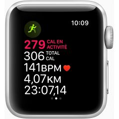 Apple Watch Series 3 (GPS, 38 mm) - Boîtier en aluminium Argent - Bracelet Sport Blanc