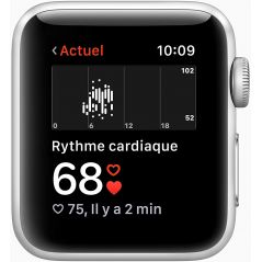 Apple Watch Series 3 (GPS, 38 mm) - Boîtier en aluminium Argent - Bracelet Sport Blanc