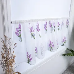 Rideau court de poche brodé de fleurs, 1 pièce, joli demi-rideau pour porte de cuisine, café, petit panneau de fenêtre