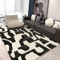 American Style Black and White Fluffy Living Room Decoration Area Rug Large Home Soft Lounge Rugs Bedroom Decor Bedside Carpet