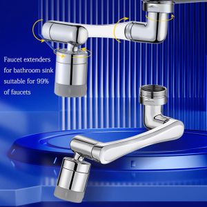 Prolongateur de robinet universel rotatif à 1080 °, avec filtre anti-éclaboussures en plastique, buse de barboteur, bras robotique pour cuisine et salle de bains