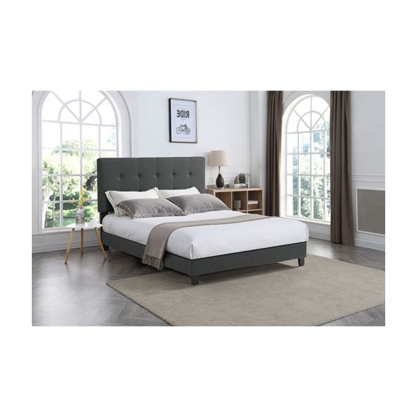 Contemporary Platform Bed Frame - Double - Dark Grey