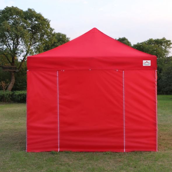UNIQUECANOPY 10'x10' Ez Pop Up Canopy Tent Commercial Instant Shelter, with 4 Removable Zippered Side Walls and Heavy Duty Roller Bag, 4 Sand Bags Wine Red