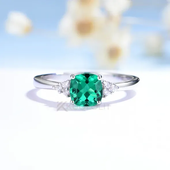 Kuololit Cushion Tanzanite Gemstone Ring for Women
