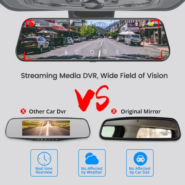Caméra miroir pour voiture écran tactile enregistreur vidéo rétroviseur Dash Cam caméra avant et arrière miroir DVR boîte noire