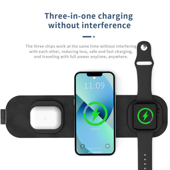 30W Magnetic Wireless Charger Pad For IPhone 13 12 11 XR Apple Watch 3 In 1 Foldable Fast Charging for Airpods Pro IWatch 7 6