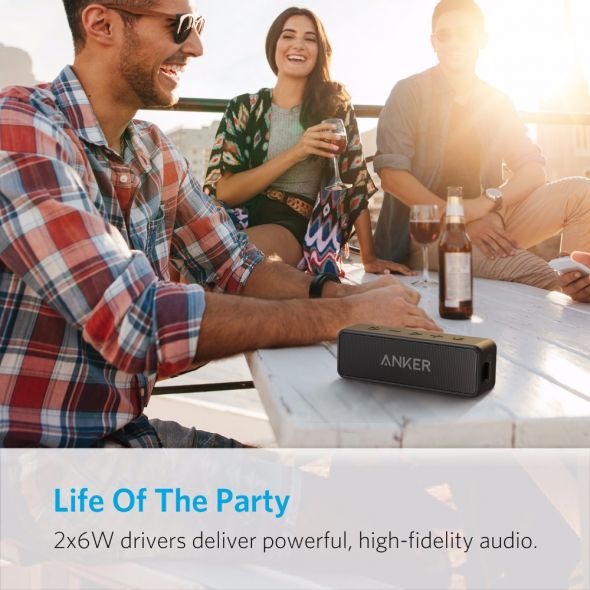 Anker – enceinte portative Soundcore 2, haut-parleur Bluetooth sans fil, meilleures basses, autonomie de 24 heures, portée de 66 pieds, résistance à l'eau IPX7