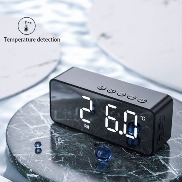 G50 Wireless Bluetooth Speaker with FM Mini Card Mirror Alarm Clock Audio Stall Receiving K Voice Prompt
