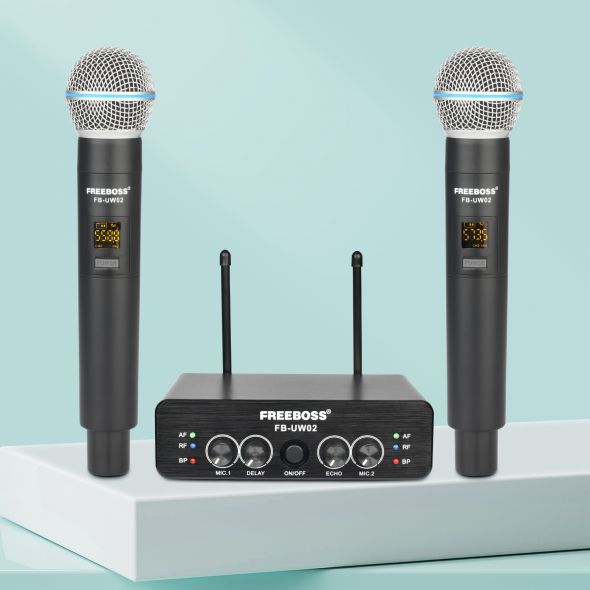 Microphone sans fil 2 effets de retard UHF portatifs professionnels