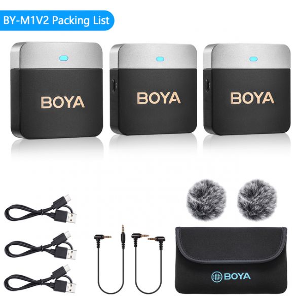 BOYA BY-M1V Wireless Lavalier Microphone for iPhone, Android, DSLR Cameras, Smartphones