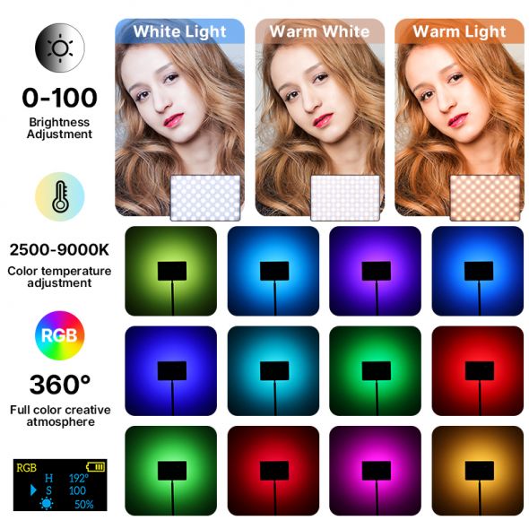 Ulanzi LT003 RGB Video Light Full Color Panel Light 8000mAh