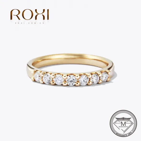 ROXI – bague en or Moissanite de 2.5mm, anneau à bulles demi