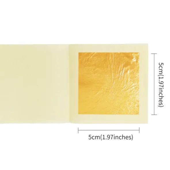 50Pcs 24K Gold Leaf Pure Gold Foil Sheets for Food Cake Decoration Arts Crafts Paper Home Real Gold Foil Gilding Decorative Foil